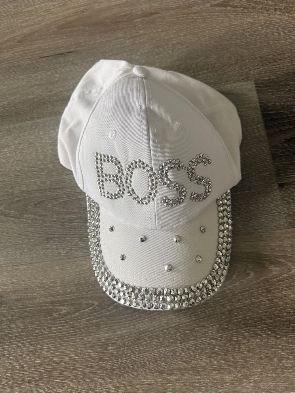 Boss White Crystal Logo Baseball Cap